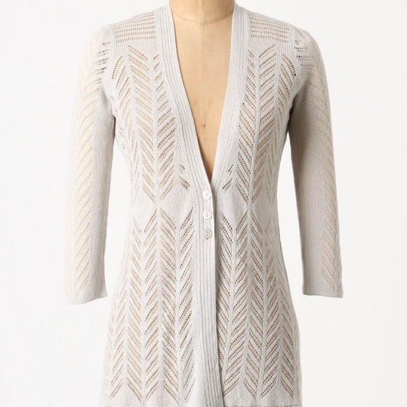 Anthropologie Sweaters - Anthro Guinevere Creme Knit Long Sleeve Cardigan S